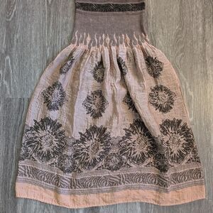 Lapis Strapless Dress with Floral Design